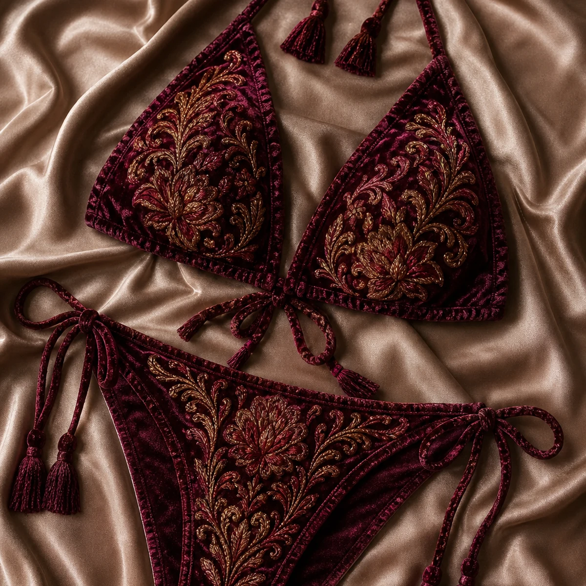Embossed Velvet 2PC Bikini Set